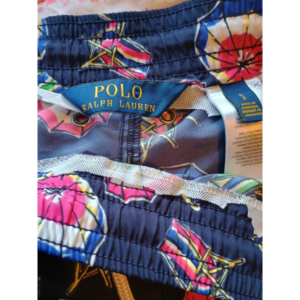 NWT Polo Golf Ralph Lauren Umbrella Swim Trunks Colorful Navy, Sz Small READ - Picture 7 of 12